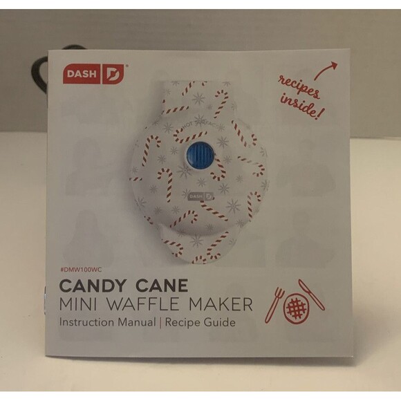 Dash Mini Snowflake Waffle Maker White Peppermint Candy Cane 4" Non Stick - Picture 8 of 10